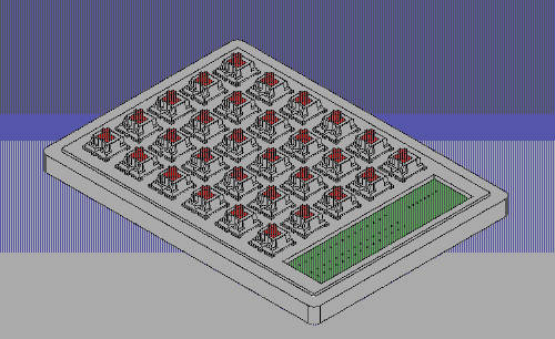 picture of a cinqx half keyboard rendered in FreeCAD