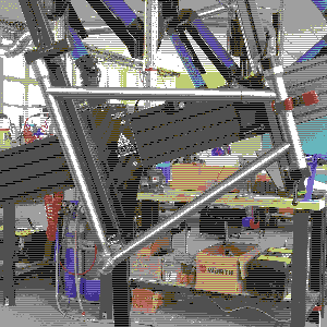 Front triangle tube stuck in place in a framebuilding jig